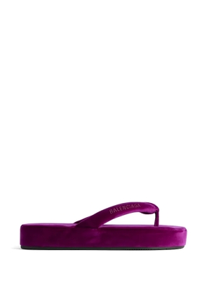 Balenciaga Jet Lag Thong velvet platform flip-flops - Purple
