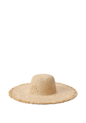 Lauren Ralph Lauren frayed-brim logo-embroidered sun hat - Neutrals