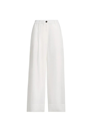 Brunello Cucinelli cotton organza boxy pleated trousers with monili - White