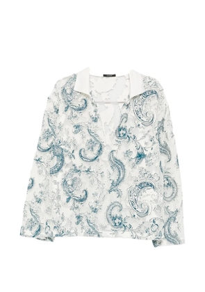 Taakk paisley-print mesh shirt - White