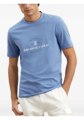 Brunello Cucinelli slogan-print T-shirt - Blue
