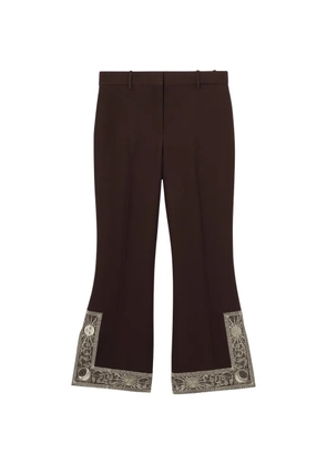 Burberry cropped embroidered wool silk flared trousers - Brown