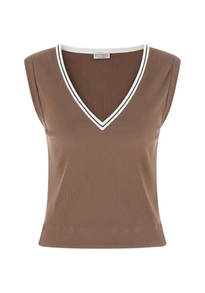 Brunello Cucinelli Monile ribbed tank top - Brown