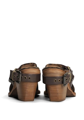 Metisse leopard-print buckled mules - Neutrals