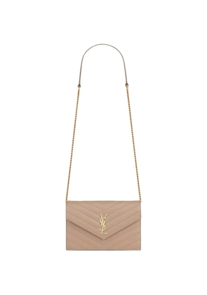 Saint Laurent Cassandre grain de poudre clutch bag - Neutrals