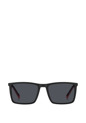Tommy Hilfiger matte-finish rectangle-frame sunglasses - Black