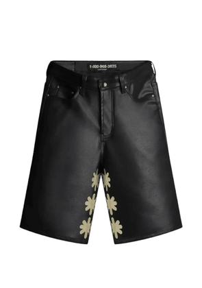 LOSTSHDWS floral-detail leather shorts - Black