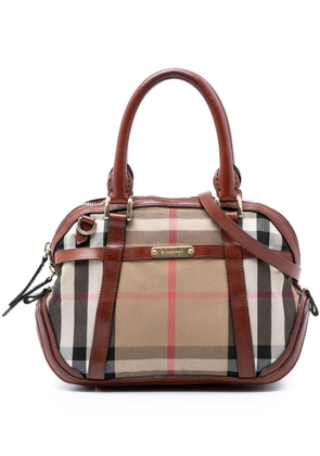 Burberry Pre-Owned 2000-2017 Small Leather Trimmed House Check Canvas Bridle Orchard satchel - Brown