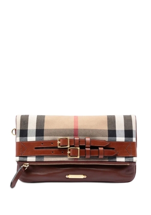 Burberry Pre-Owned 2000-2017 House Check Canvas and Leather Adeline Fold Over Wristlet clutch bag - Neutrals