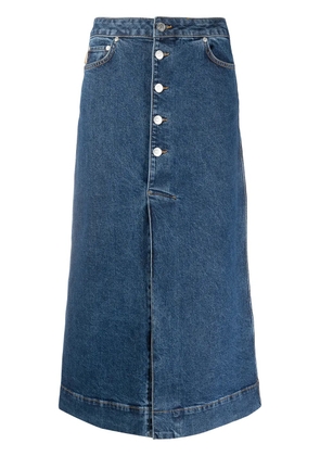 GANNI comfort stretch midi skirt - Blue