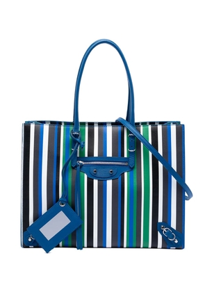 Balenciaga Pre-Owned 2017 Leather Striped Papier B4 Zip Around satchel - Blue