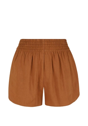 Ermanno Scervino shirred-waistband curved-hem shorts - Brown