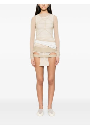 Rick Owens Temple sheer panelled long-sleeve top - Neutrals
