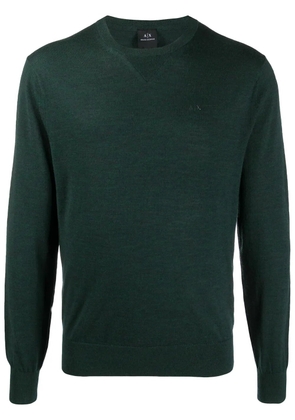 Armani Exchange embroidered logo virgin wool jumper - Green