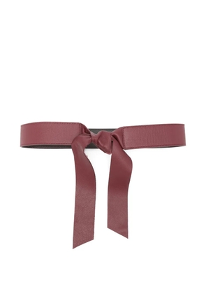 Niu tie-fastening leather belt - Red