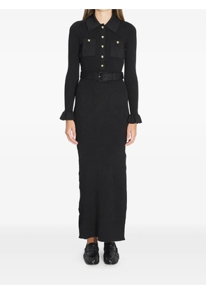 Self-Portrait ribbed frill maxi dress - Black