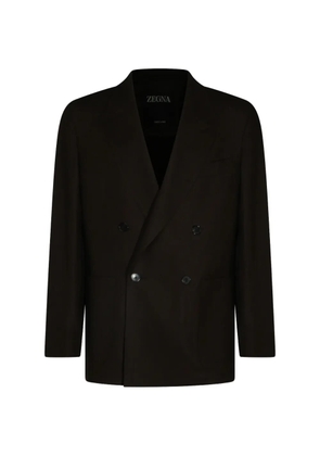 Zegna Oasi Lino double-breasted blazer - Brown