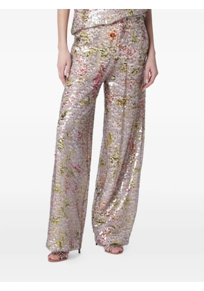 Alberta Ferretti sequin-embellished floral-print trousers - Neutrals