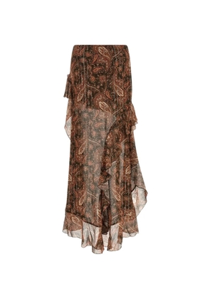 THE ANDAMANE paisley-print ruffled maxi skirt - Brown