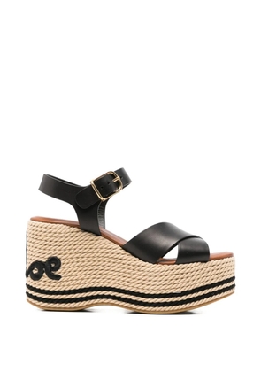 Chloé logo-embroidered platform-heel sandals - Black