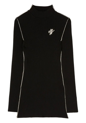 Off-White embroidered-logo ribbed mini dress - Black