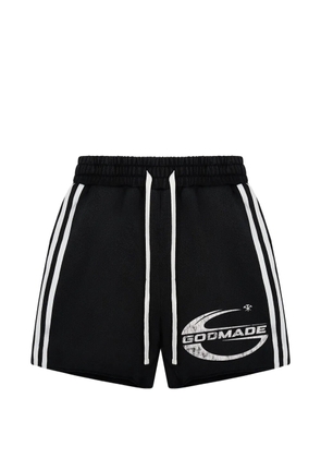 GODMADE Imperial logo-print side-stripe shorts - Black