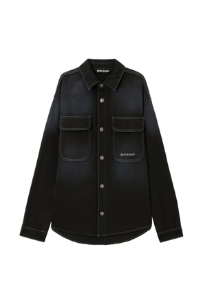 Palm Angels logo denim shirt - Black