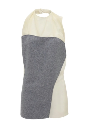 Victoria Beckham draped panel silk top - Grey