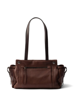 Prada Route medium leather tote bag - Brown