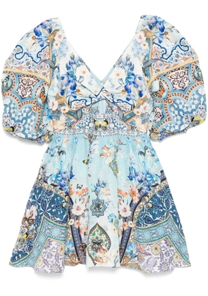 Camilla puff-sleeve mini dress - Blue