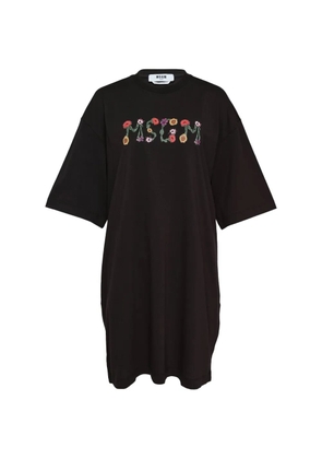 MSGM floral-embroidered T-shirt dress - Black