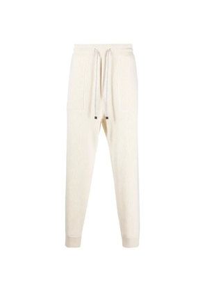 Brunello Cucinelli ribbed-knit drawstring track pants - Neutrals
