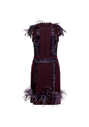 Lanvin Pre-Owned feather-trim sleeveless dress - Purple