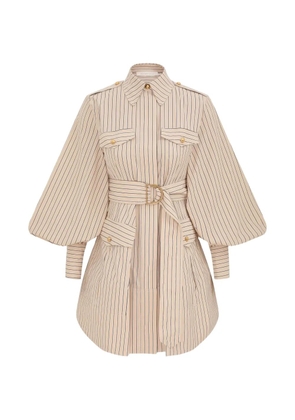 ZIMMERMANN Memento Utility striped belted-waist mini dress - Neutrals