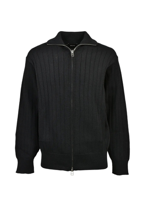 BREATH DRIVERS ribbed-knit zip-up cardigan - Black