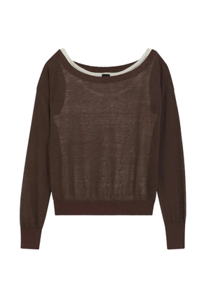 BOSS fine-knit layered-effect sweater - Brown