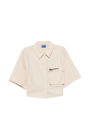 Karl Lagerfeld Jeans logo-embroidered crop shirt - Neutrals