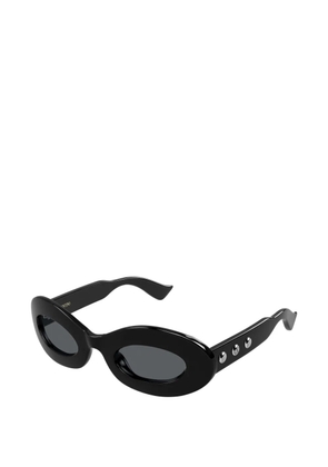 VALENTINO GARAVANI EYEWEAR stud-embellished oval-frame sunglasses - Black