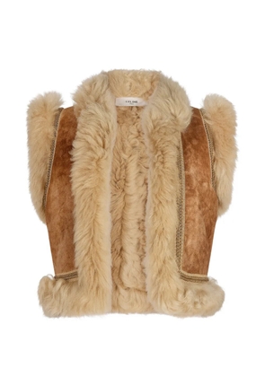 Celine Pre-Owned Afghan shearling-trim waistcoat - Brown