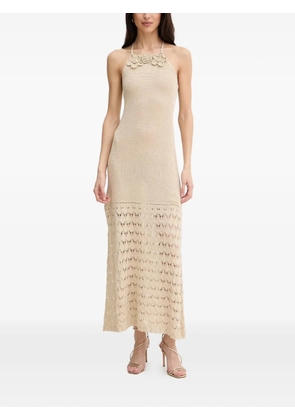 TWINSET crochet-knit floral-appliqué dress - Neutrals