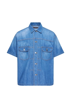 Mastermind Japan skull-patch short-sleeve shirt - Blue