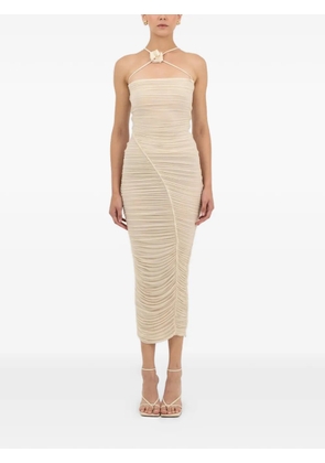 Maygel Coronel Muralla flower-detail ruched dress - Neutrals