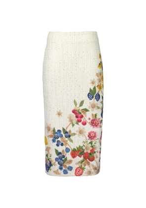 Mary Katrantzou Vargas fruit-embroidered midi skirt - Neutrals