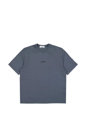 Stone Island logo-embroidered garment-dyed t-shirt - Blue