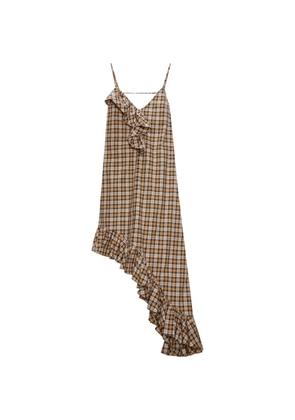 MSGM ruffled plaid dress - Brown