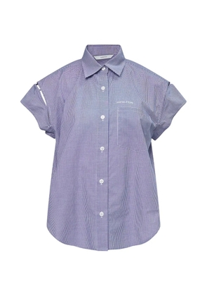 pushBUTTON check wire-sleeve shirt - Blue