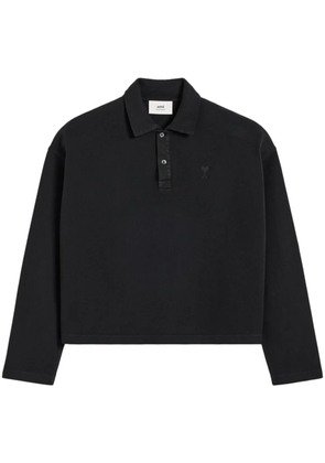 AMI Paris Ami De Coeur long-sleeved polo shirt - Black