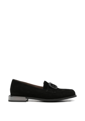 LINDA BAUMANN square-toe suede loafers - Black