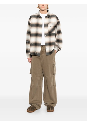 Represent initial-embroidered plaid shirt - Neutrals