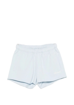 WRSTBHVR Itia logo-embroidered raw-edge shorts - Blue